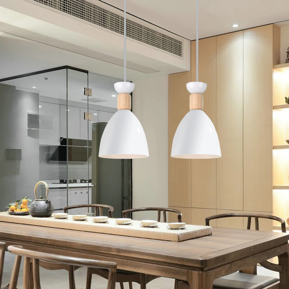 Loft Modern Pendant Light Wood Nordic Hanging Lamp Kitchen Lighting Fixture Industrial Chandelier Hanglamp Living Room Luminaire