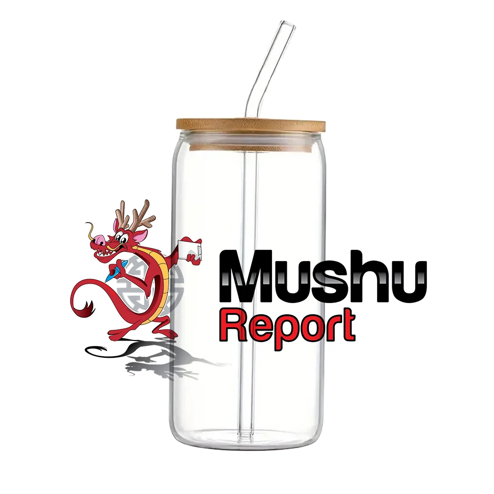 MINI Disney Mushu Pattern UV DTF Transfer Sticker Waterproof Transfers Decals For 16oz Glass Cup Wrap Stickers