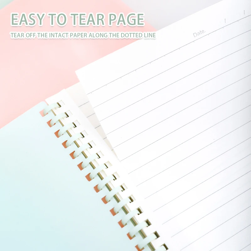 A5/B5 Multi color Soft Elastic Spiral Soft Coil Notebook 70 sheets, with an easy to tear inner page design