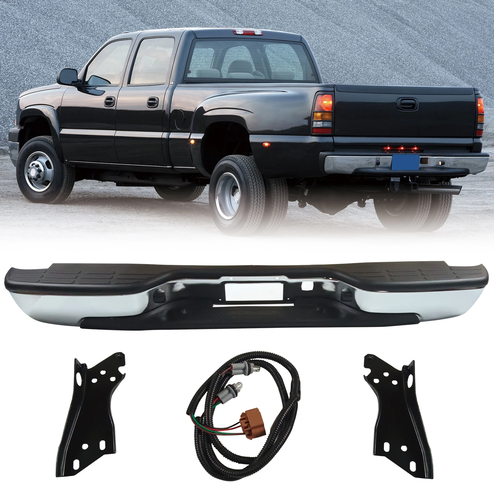 

Car Rear Step Bumper SUV Car Truck Rear Bumpers Car Accessorries For 1999-2007 Silverado/Sierra 1500 2500 Without Sensor Hole