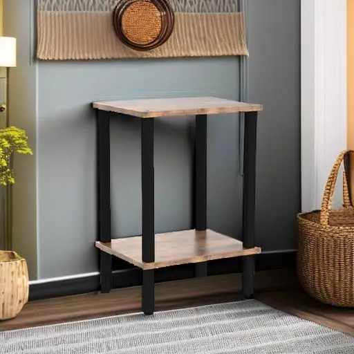 End Table, Set of 2, Side Table, Nightstand, 2-Tier Storage Shelf, Sofa Table for Small Space