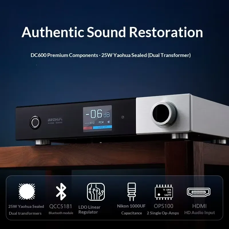 Digital to Analog Audio Decoder DAC Support Fiber Coaxial HiFi Lossless Sound Converter for Home Theater Stereo System