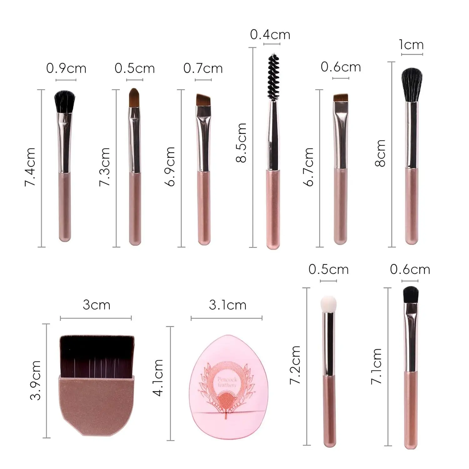 10 pçs mini pincéis de maquiagem de viagem conjunto pó puff blush pincéis de maquiagem fibra química cabelo senhoras ferramentas de vestir presentes de maquiagem