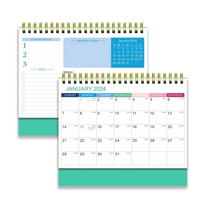 23x19cm Large Desk Calendar 2024 Standing Flip Desktop Calendar Daily Planning Monthly Calendar For Home Recording Events