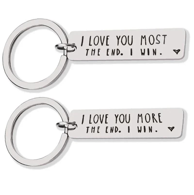 I Love You More The End I Win Couple Keychain Pendant Metal Valentine’s Day Key Chains Keyrings Gift BFF Girlfriend Boyfriend