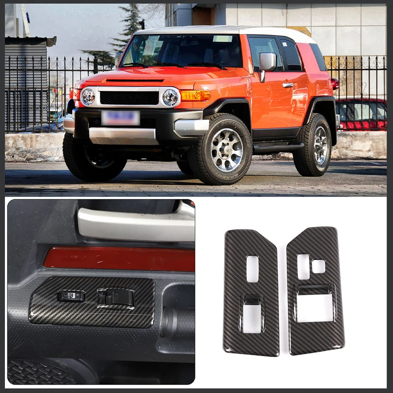 

For 2007-2021 Toyota FJ Cruiser ABS Carbon Fiber Car Glass Lift Switch Frame Cover Sticker Car Interior Accessories （LHD）