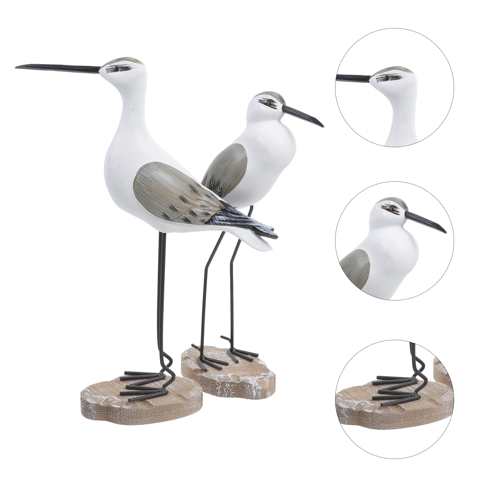 

2 Pcs Bird Adornment Wooden Craft Home Decor Display Table Kitchen Dining Simulation Bird Seagull Decor Room Gifts