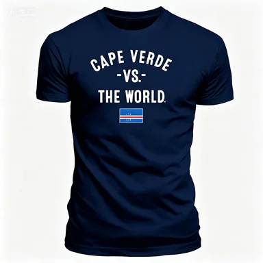Cape Verde Vs The World Flag Print Crew Neck T-Shirt 2026Casual Patriotic Tee for Men Women Daily Street Tee