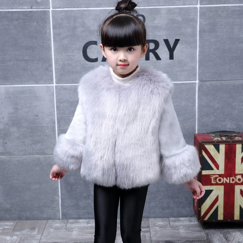 Girls Faux Fur Coat 2022 New Solid Color Temperament Fashion Children Coat Baby Princess Padded Coat Kids Jackets for Girls