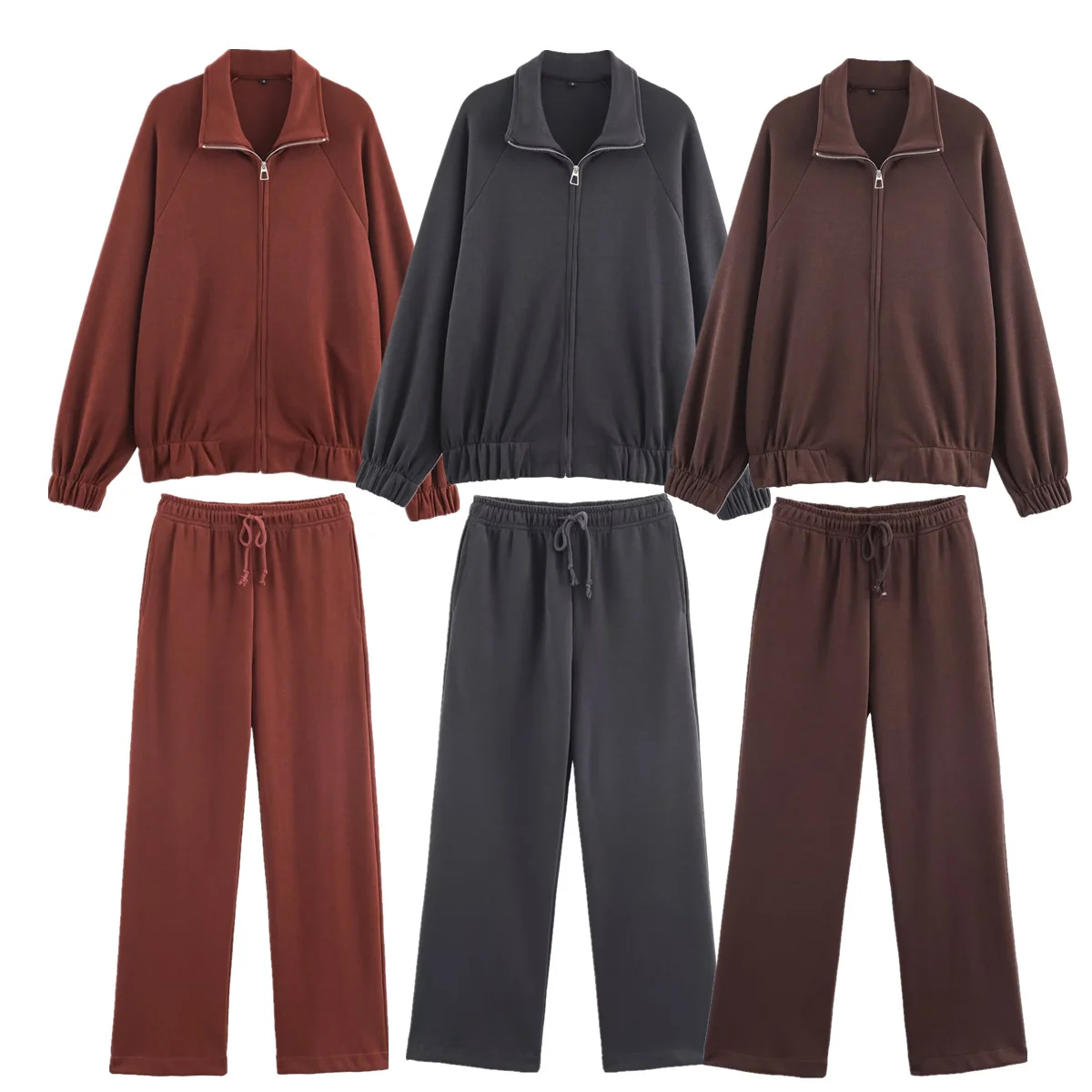 

Dave&Di минималистичный свитшот и брюки, американский винтажный свитшот на молнии, женская одежда, комплекты брюк, новый комплект из двух предметов, женский су