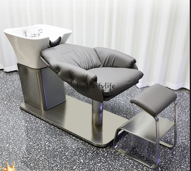 Hair Salon Ceramic Basin Massage Half Lying Flushing Bed Hair Saloon Dedicated Fiberglass