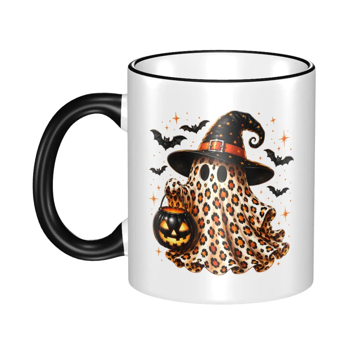 New Arrival Cute Leopard Ghost Merch Mug Cute Halloween Preppy Spooky Coffee Cup