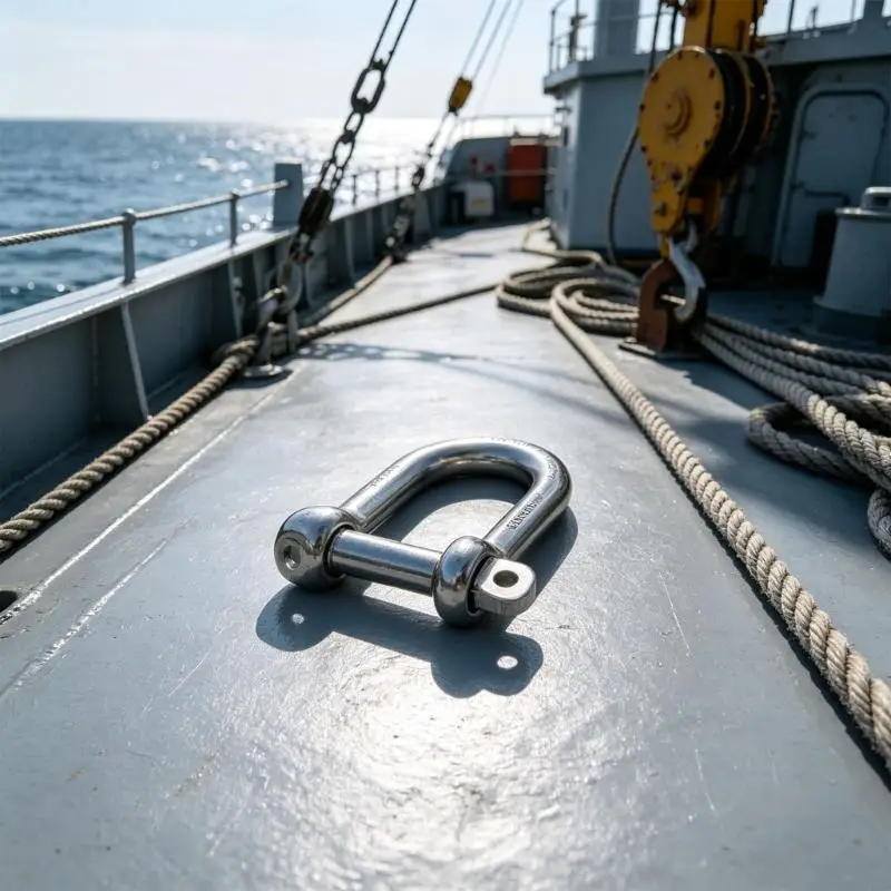 M76E Removable Pin Marine D Shackle Stainless Steel, Broad Frame 1/2