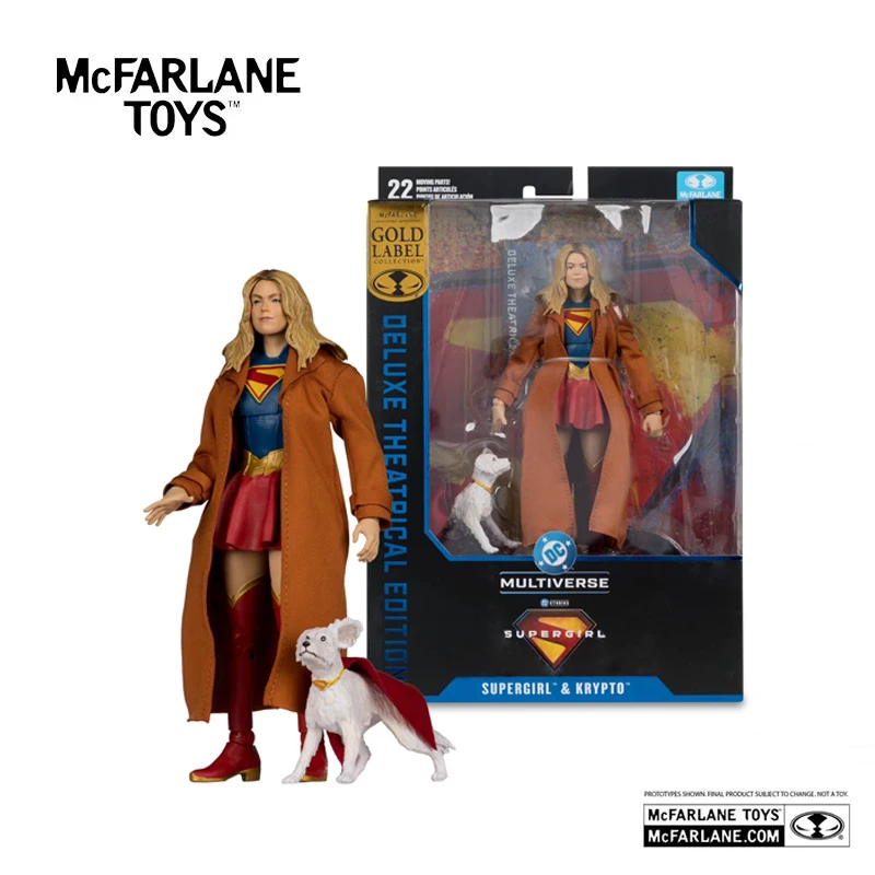 Bonecos McFarlane Toys DC Multiverse Supergirl e Krypto Supergirl - Edição Deluxe de Filme com Etiqueta Dourada de 7 polegadas