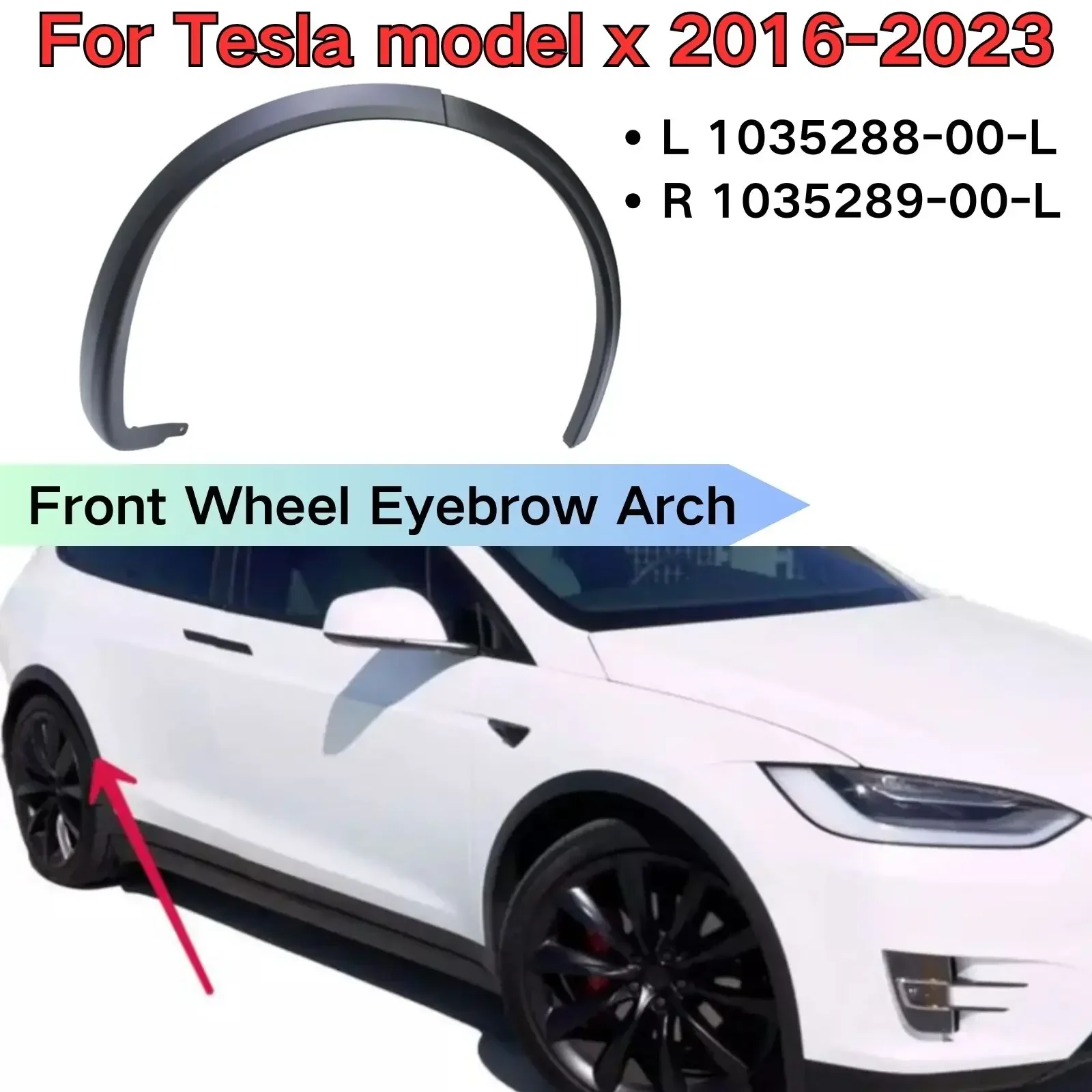 For Tesla Model X 2016 2017 2018-2023 Rear Wheel Eyebrow Arch Fender Flare Molding Trim Car Accessories OE Left 1035290-00-E