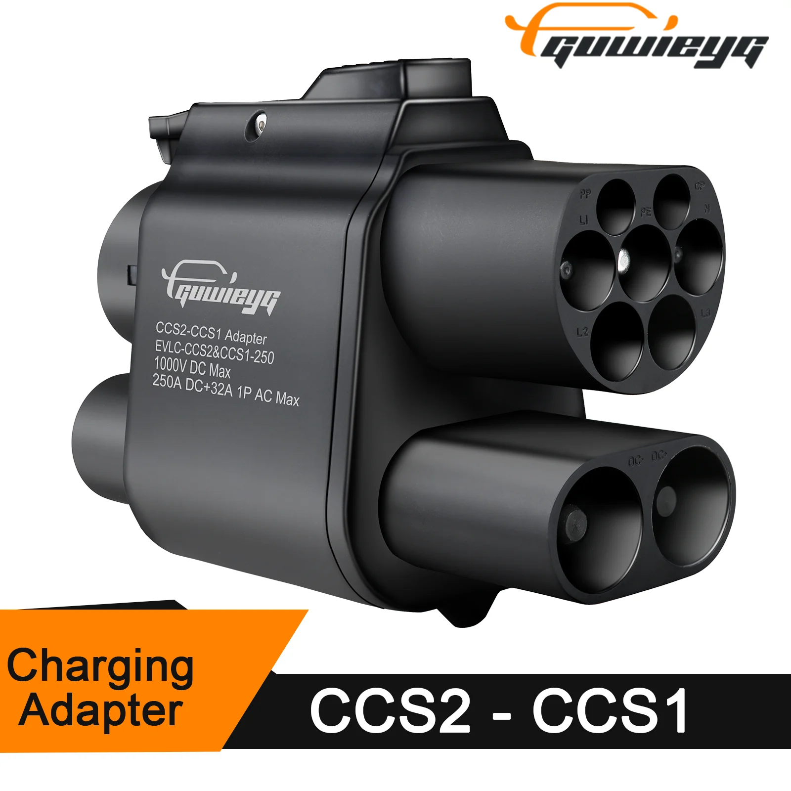 GUWIEYG DC+AC CCS2 to CCS1 Adapter CCS2 Charger Adapter for CCS1 EV 250A 100V Support CCS2 and Type2 Charger for CCS1 EV