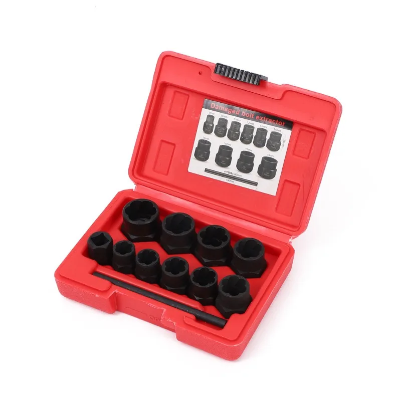 10Pcs Nut Extractor Socket Set 1/2 Square Drive For Impact Wrench Remove Stripped Rusted Damaged Nuts Repair Tool