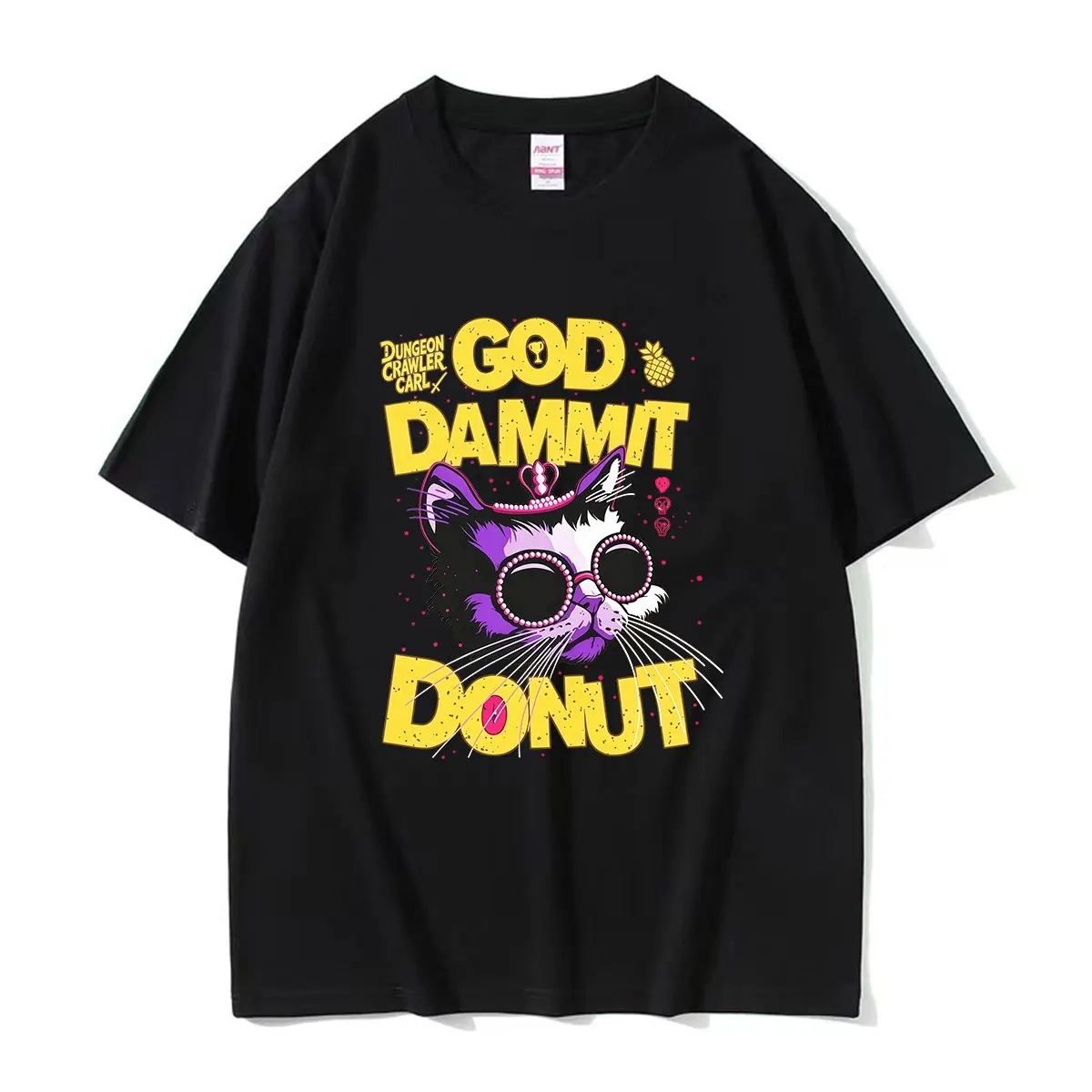 Dungeon Crawler Carl Graphic T-Shirt Goddamnit Donut Funny Cat Meme T-shirts Men Women Summer Fashion Cotton Oversized T Shirt