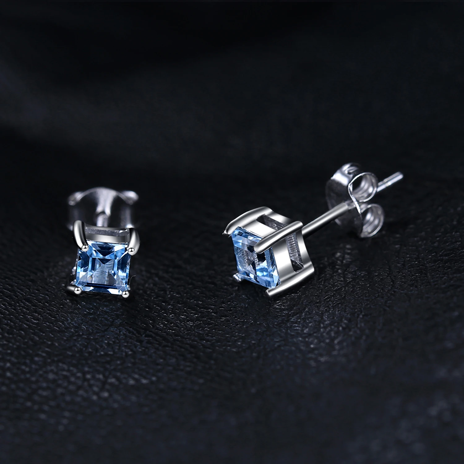 

New Retro Square Earrings for Women Blue Zircon Fashion Genuine Silver Earring Wedding Party Jewelry Festival Gifts
