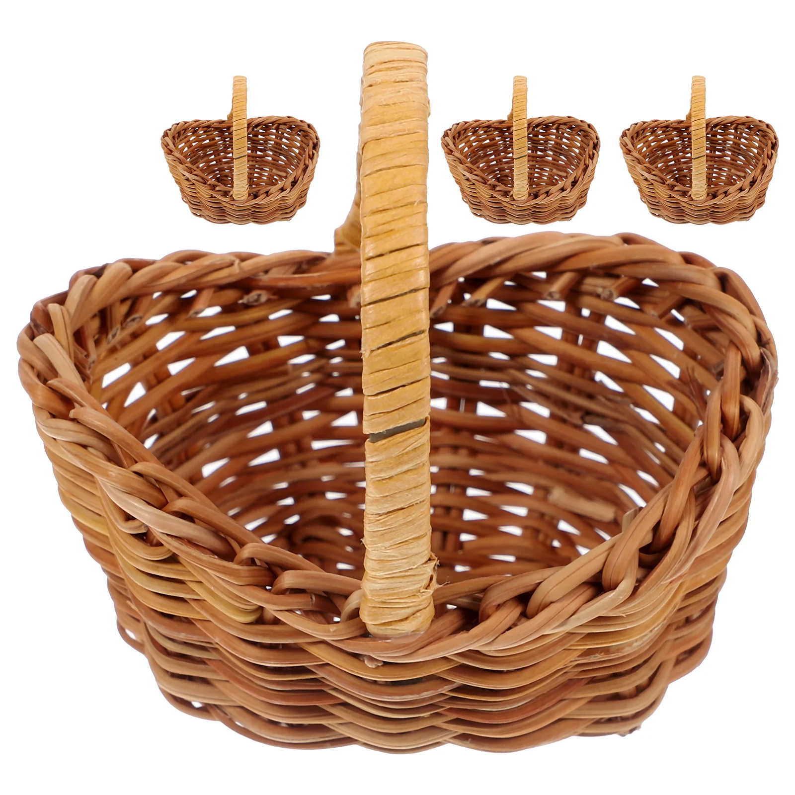 4 Pcs Mini Basket Dollhouse Bread Tiny Accessories Flower Rattan Baskets Woven Baby Girl Storage Miniature