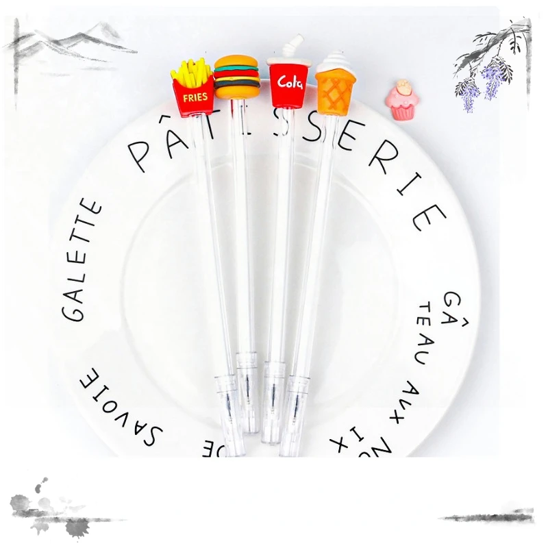 24Pcs Gel Pen French Fries Hamburg Ice Cream Gel Pen Cute Stationery Students