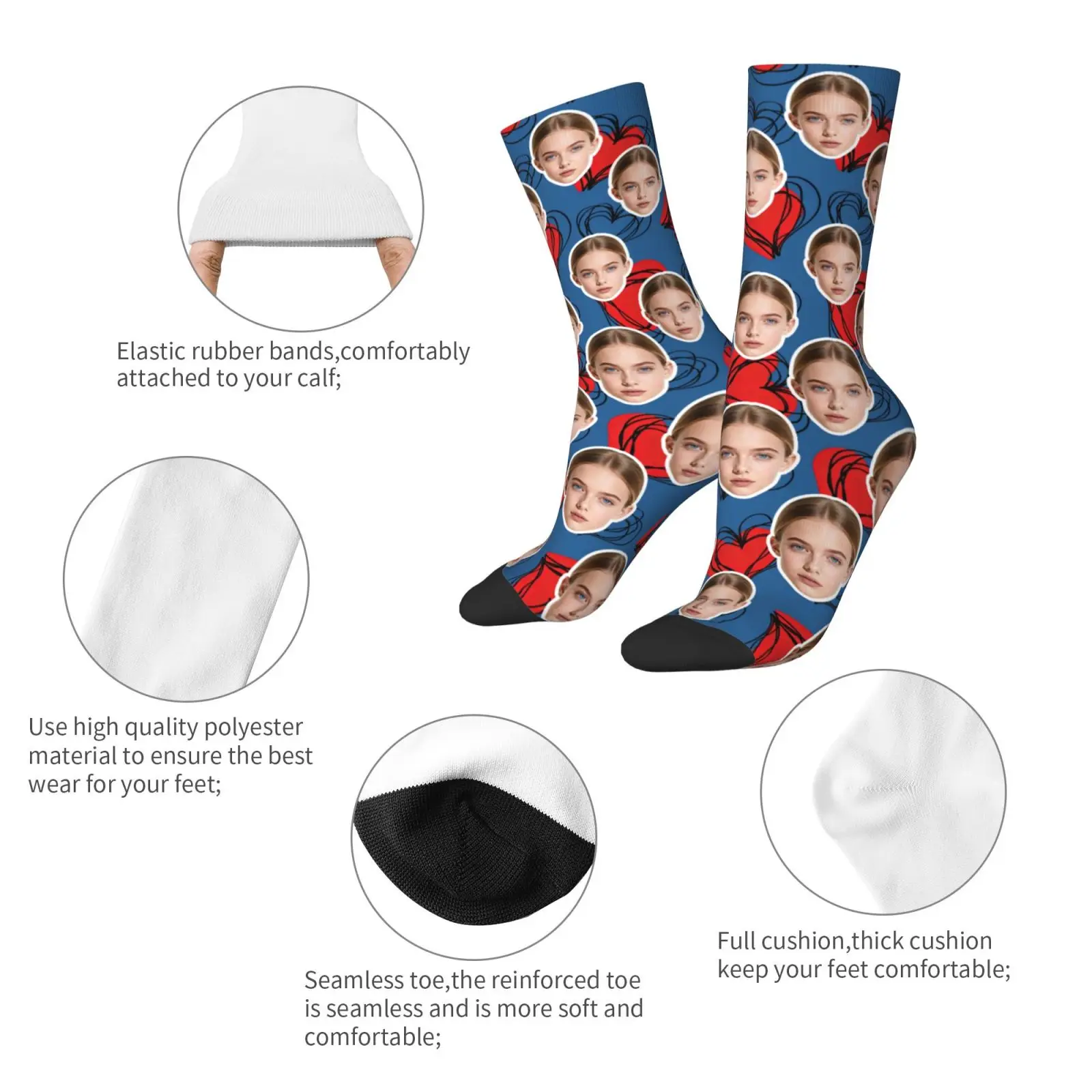 Personalized funny face socks custom photo face socks as a gift for dad mom friends adult patterned socks - view 4
