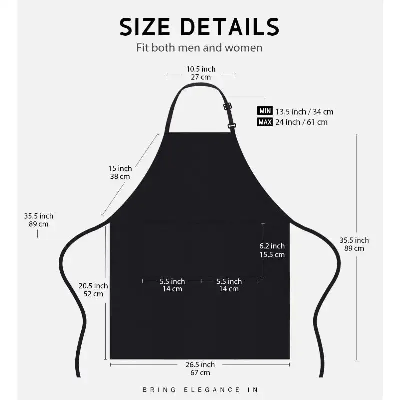 4 Pack Chef Apron, Adjustable Bib Apron Waterdrop Resistant Professional Cooking Aprons for Men Women with 2 Pockets, Black