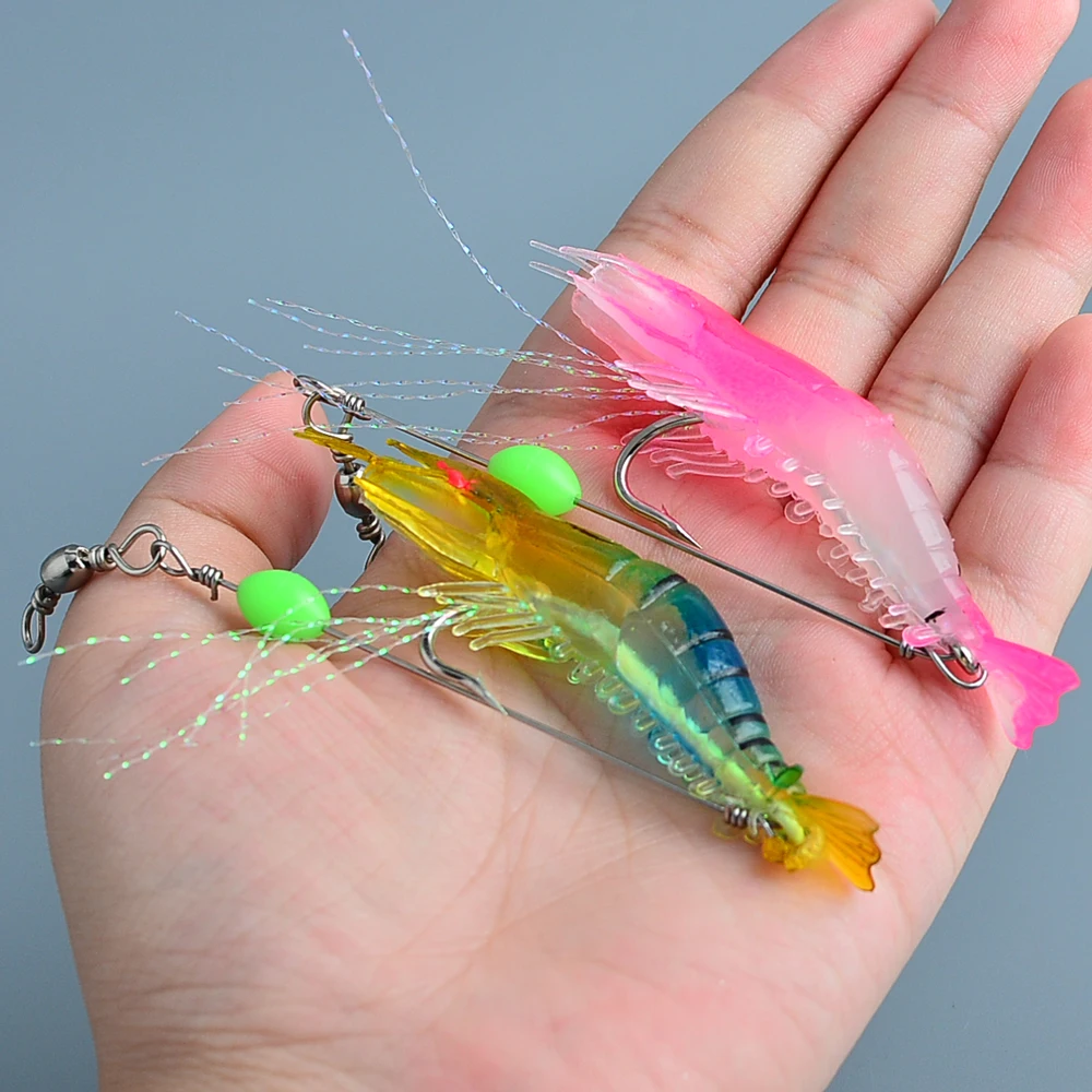 7 Stück/Set Weiche Silikon-Simulationsköder Garnelen-Köder Künstliche Forellenköder mit Fischgeruch Einzelhaken Bass-Tackle Jig – Detail 3