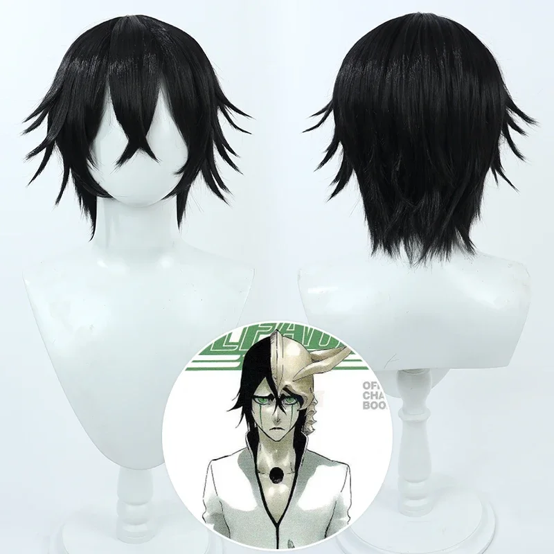 Anime  Ulquiorra Cifer Cosplay Wig Short Black Synthetic Hair Heat Resistant Halloween Carnival Role Play Party   Wig Cap