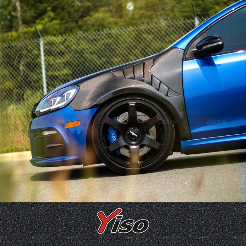 Convient pour GOLF 6 GTI R20 R, kit aérodynamique d'encirclement modifié GOLF 6 GTI R20 R, garde-boue avant YISO en fibre de carbone modifié
