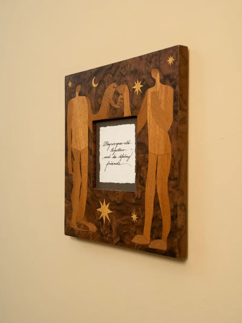 Fine wood inlay handmade treasure original hanging painting Art niche living room healing gift