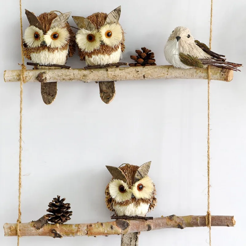 

Decorative Owl Pendant Forest Style Grass Woven Bird Ornament Creative Pendant for Kindergarten Scene Layout