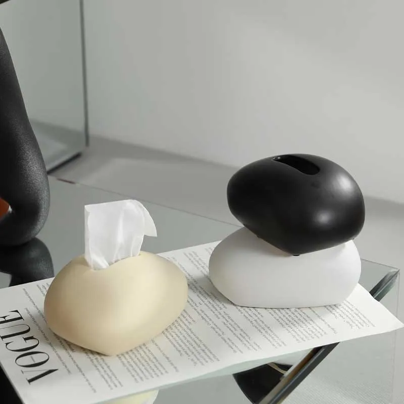 

Modern Black White Ceramic Tissue Box Holder Living Room Coffee Table Decor Creative Napkin Dispenser