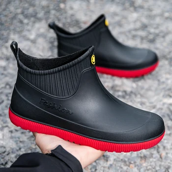 남성용 방수 미끄럼 방지 레인 부츠, 여름 운전 신발, 낚시 캠핑 얼룩 방지 고무 신발 