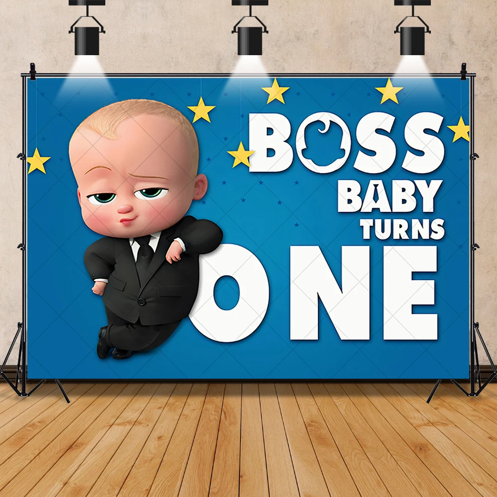 The Boss Baby Newborn 1st Birthday Backdrop Party Decor Photography Background Kids Portrait Photographic Cake Table Decor Props