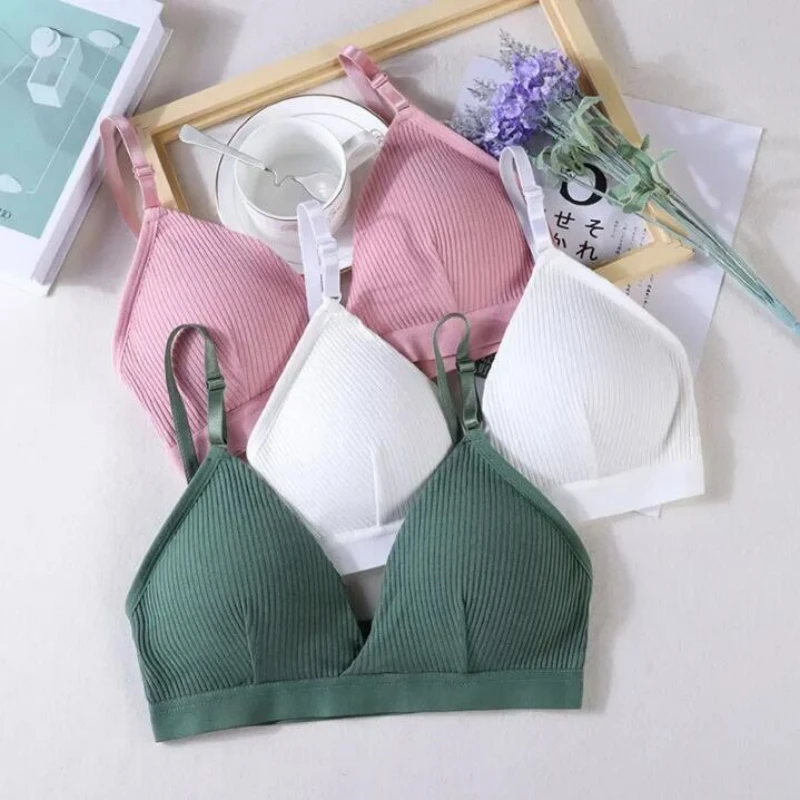 여성용 스포츠 브래지어 삼각형 컵 가슴 감싸기, 통기성 및 섹시, 스틸 링 없음, 조절 가능한 어깨 스트랩 브래지어