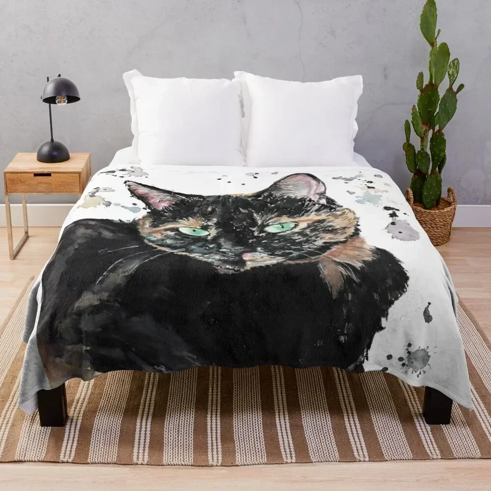 

Watercolour Torti Cat Throw Blanket for babies Custom Soft Beds Blankets Sofas Of Decoration Blankets