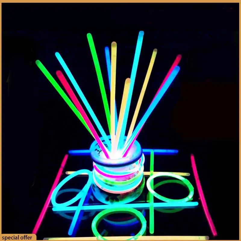 A68Z 100PCS Fluorescence Light Glow Sticks Bright Colorful Glow Stick For Wedding Party Glow Sticks