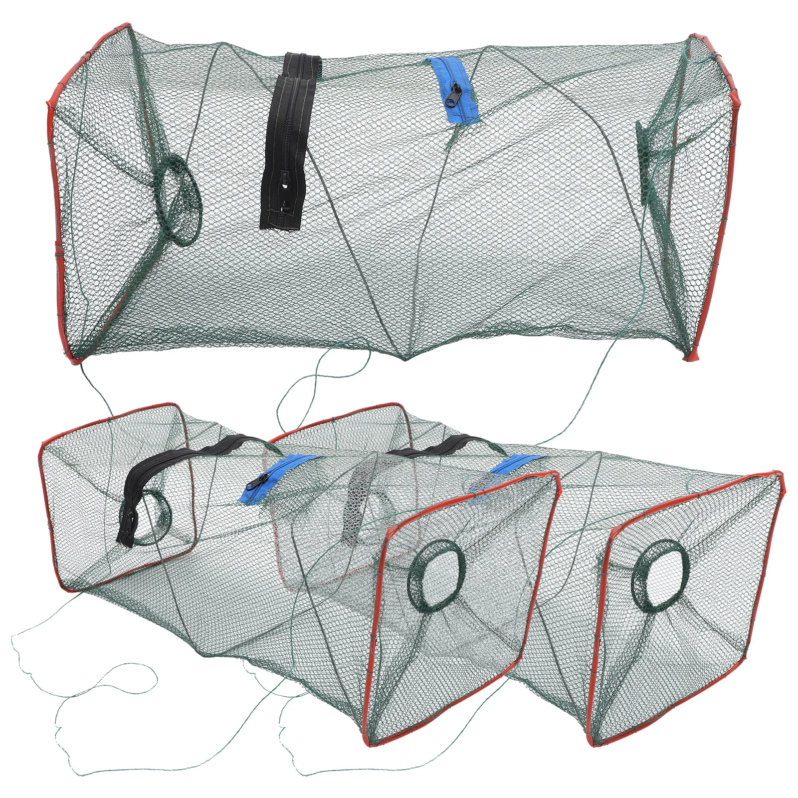 

3pcs Fishing Net For Shrimp Lobster Crab Crawfish Fish Foldable Portable Bait Trap Outdoor Strong Durable Mesh Trap