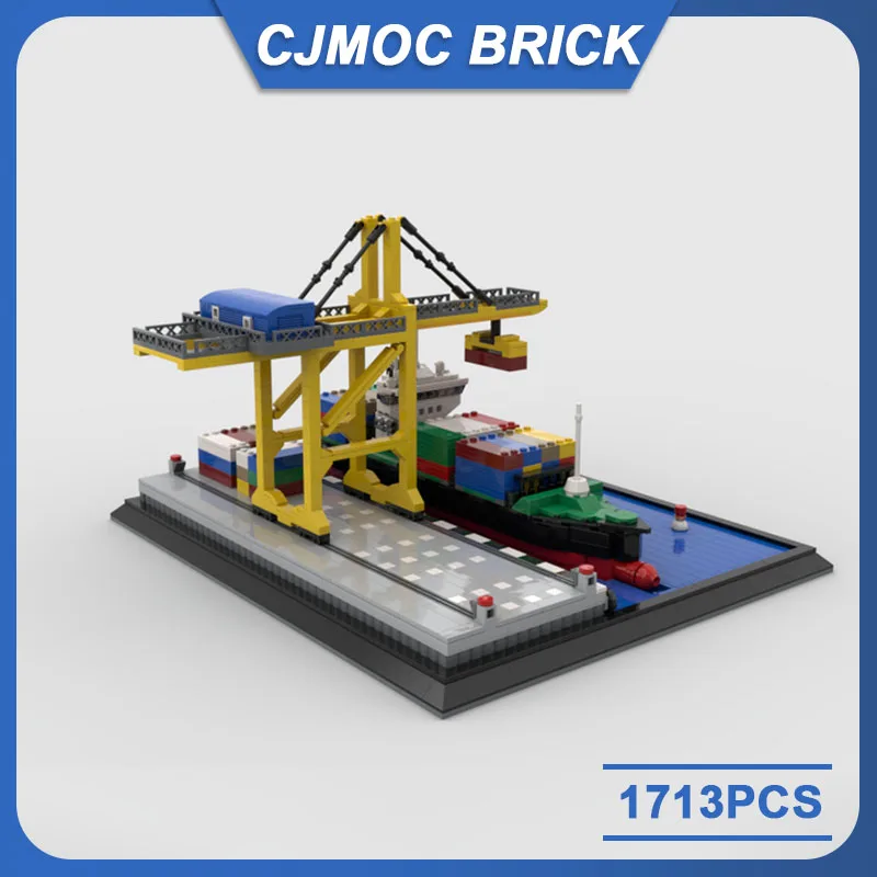 Microscale Cargo Port Mobile Crane Building Blocks Model DIY Bricks Technology Creative Assembly Toys Kids Collector Gifts