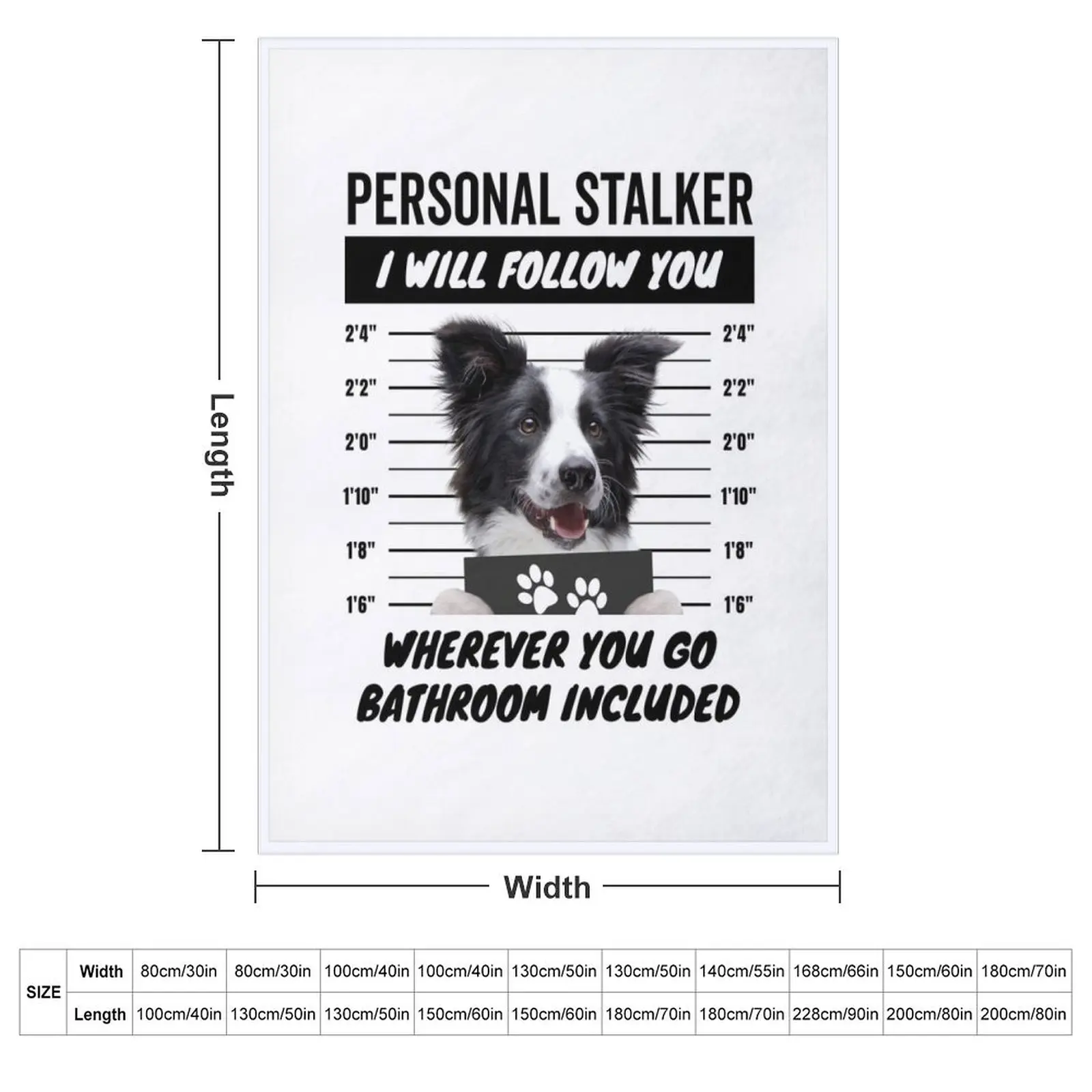 Personal Stalker Dog a?? Black and White Border Collie Throw Blanket Single Luxury Thicken Blankets