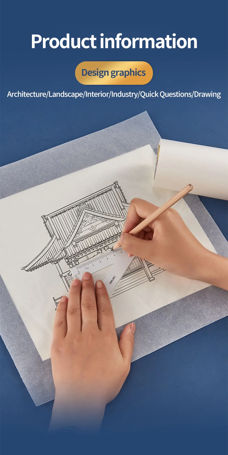 AngelMark Transparentpapierrolle, hochtransparentes Entwurf, Rotring-Zeichenpapier, Skizzenkopierpapier, Muster, Malpapier zum Nähen – Detail 14