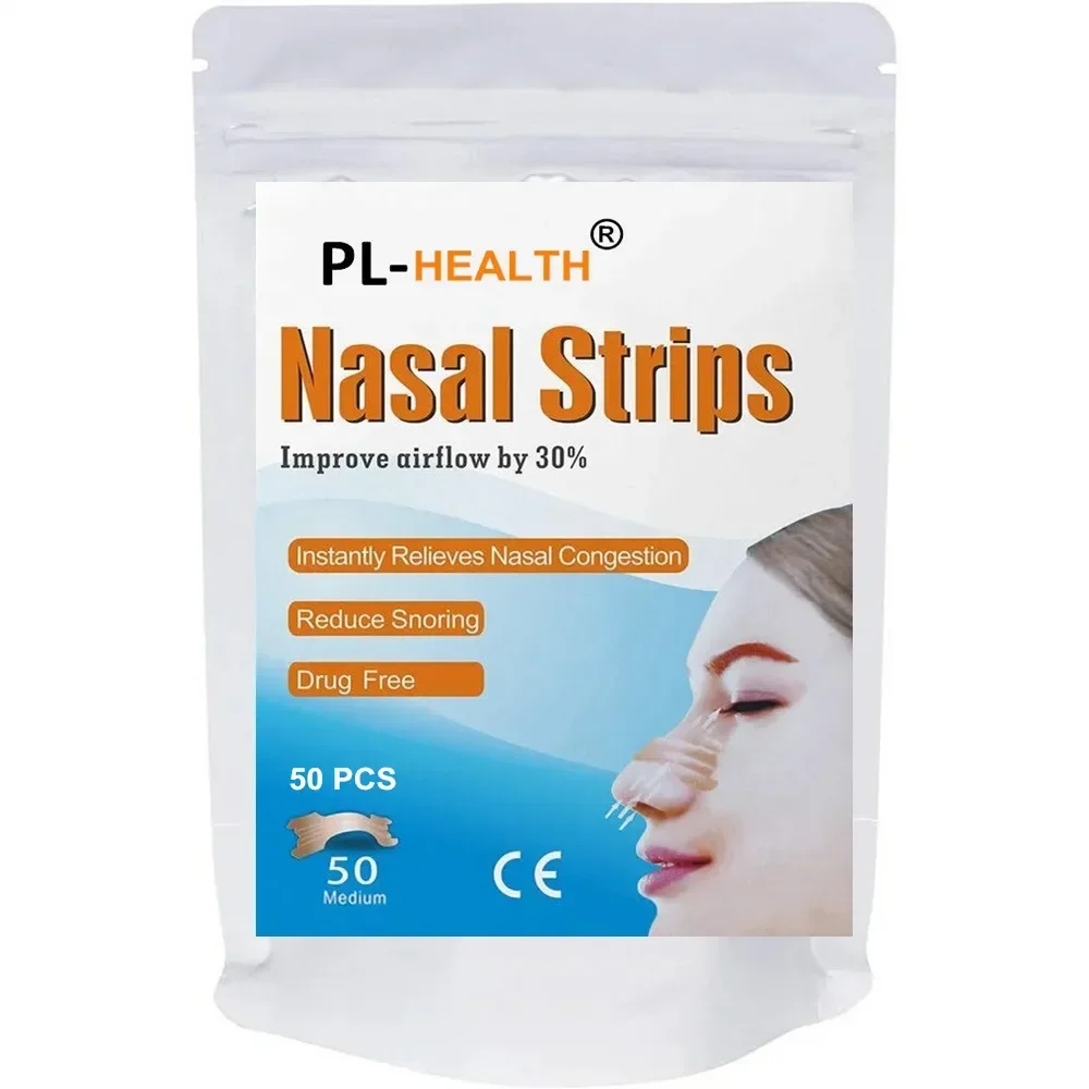 

50 PCS Nasal Strips to Reduce Snoring, Drug-Free Anti-Snore Nose Strips, Works to Improve Sleep Medium(55mm*16mm)