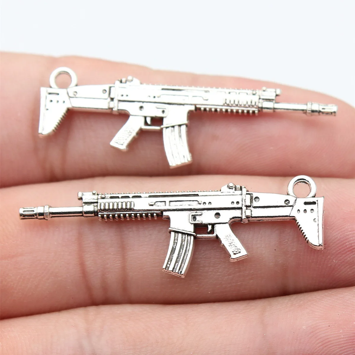 20pcs 44x14mm(1.73x0.55inch) Antique Silver Color Machine Guns Submachine Guns Charms Zinc Alloy DIY Jewelry Findings