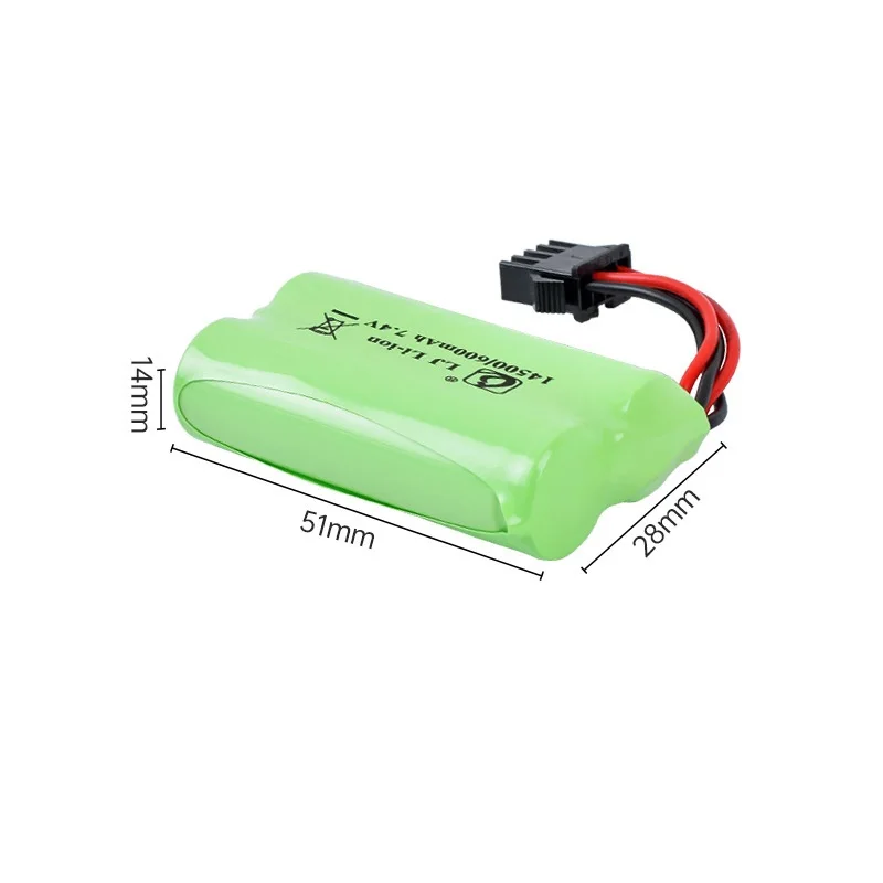 7.4V 600mah14500 li-ion battery SM4P Plug/USB charger water bullet gun high quality 14500 2S battery for RC toys accessories