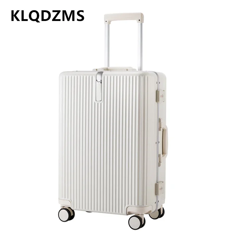 KLQDZMS koper ABS + PC 20 inci, kotak asrama 18 "22" 24 "26 bingkai aluminium dengan roda, koper beroda