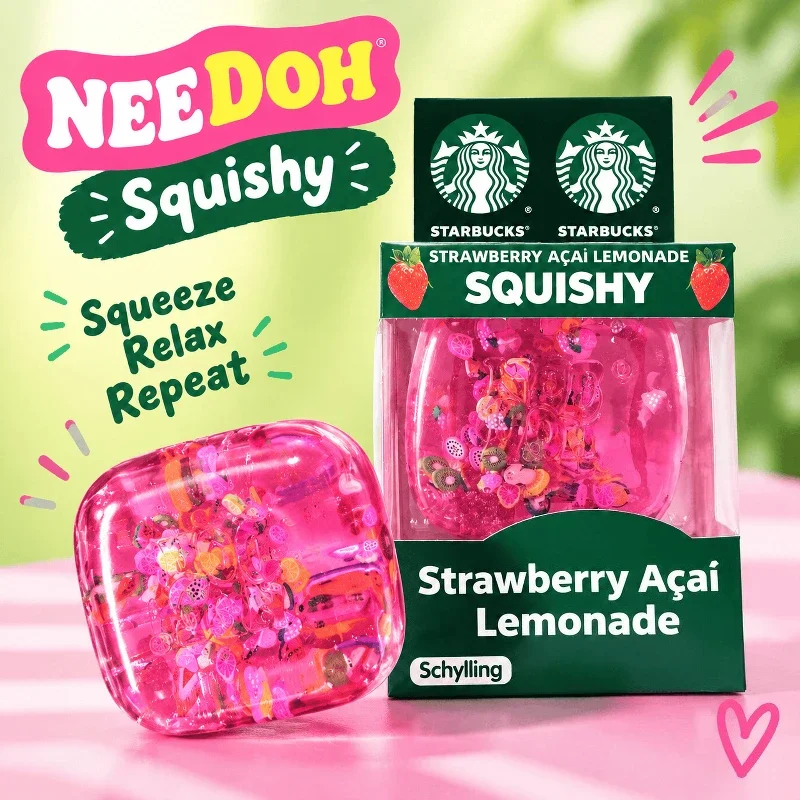 Schylling NeeDoh Square Squishy Toy Soft Squeeze Stretch Fidget Toy Anxiety ADHD Stress Relief Sensory Hand Toy Christmas Gift