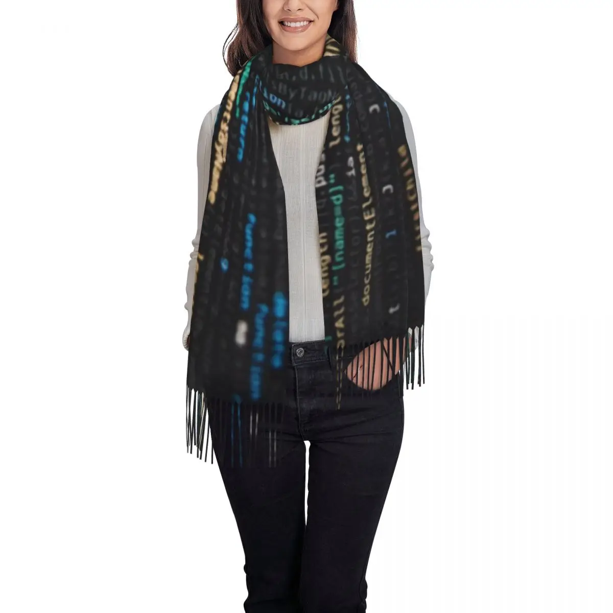 Custom Printed Computer Programmer Programming Code Scarf Women Men Winter Warm Scarves Science Hacker Coder Shawl Wrap