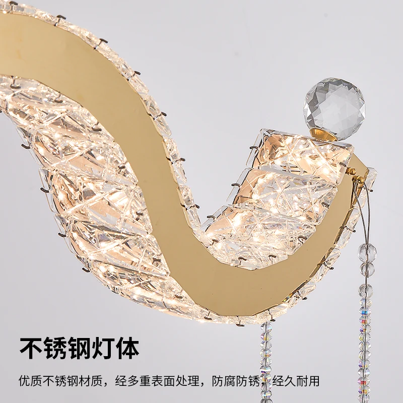 الشمال LED كريستال الثريا مطعم الثريا الحديثة الفاخرة جزيرة شرفة بار ثريا تركب بالسقف تركيبات الإضاءة الداخلية #5