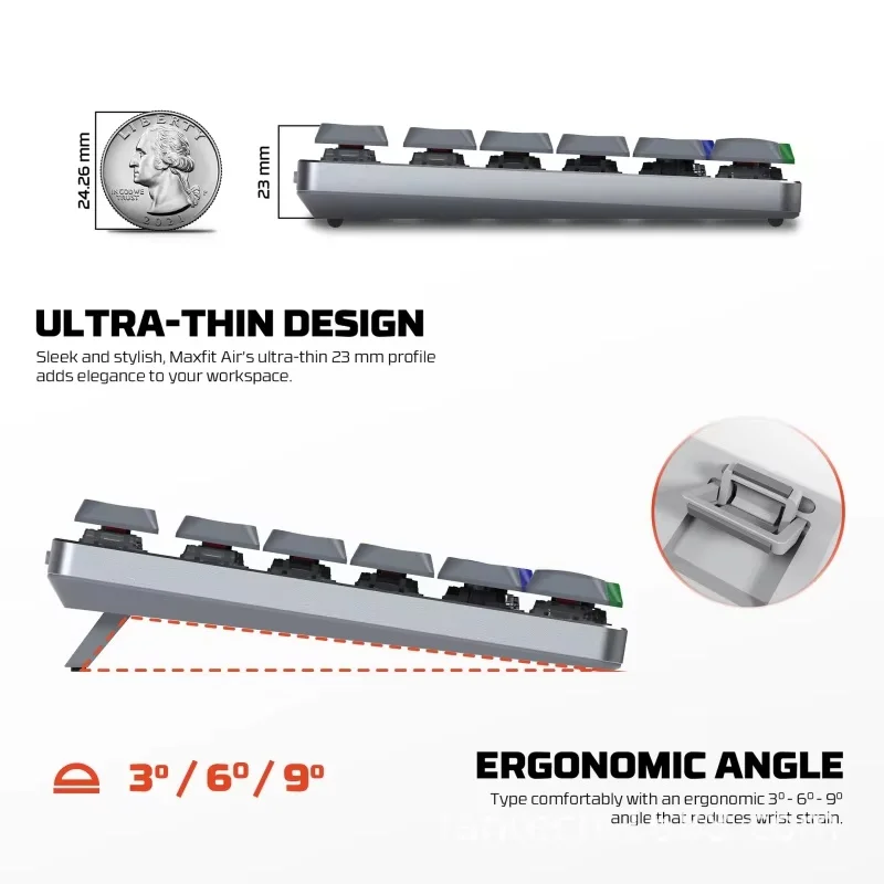 FANTECH MAXFIT AIR83 MK915 لوحة مفاتيح ألعاب منخفضة المستوى 75% إطار ألومنيوم خفيف للغاية لوحة مفاتيح ميكانيكية لاسلكية تعمل بالبلوتوث
